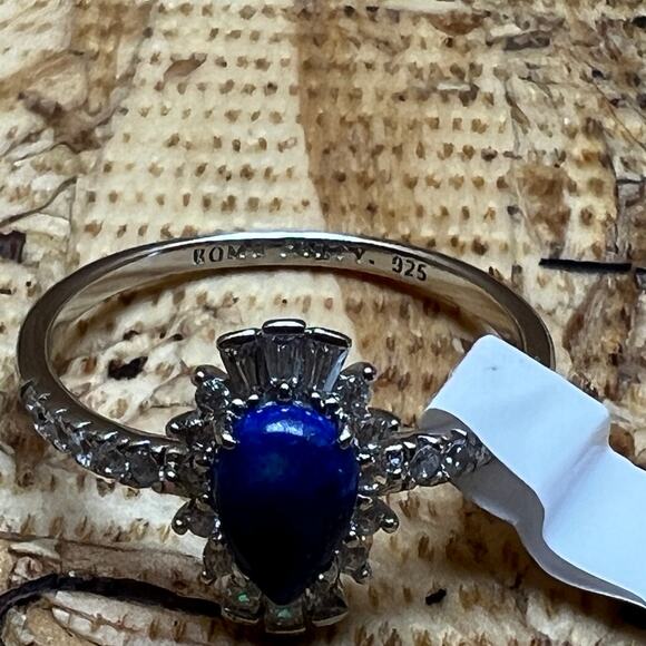 Bomb Party The Sterling Club Genuine Lapis Stone Sterling Silver Band Sz 9 Ring - Picture 7 of 9